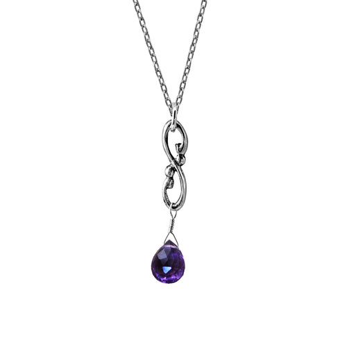 Infinity Amethyst Drop Necklace