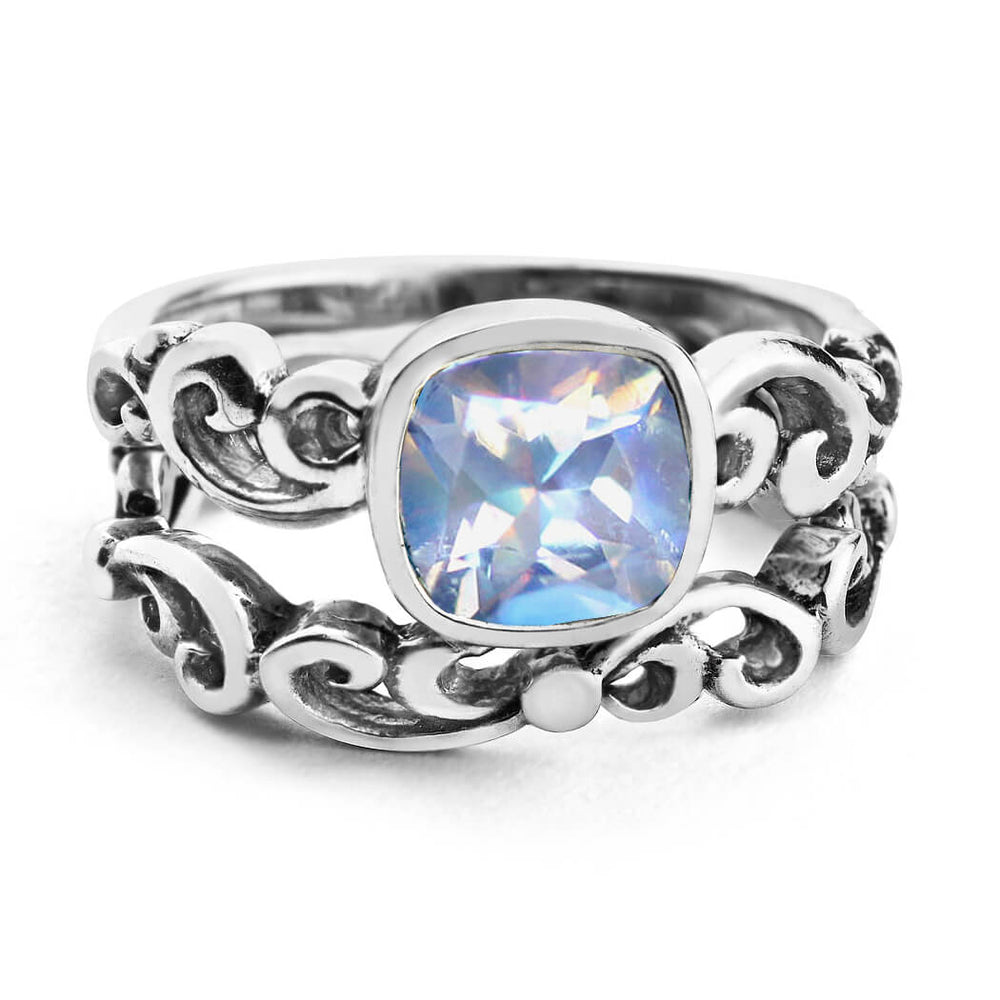 moonstone bridal ring set sterling silver