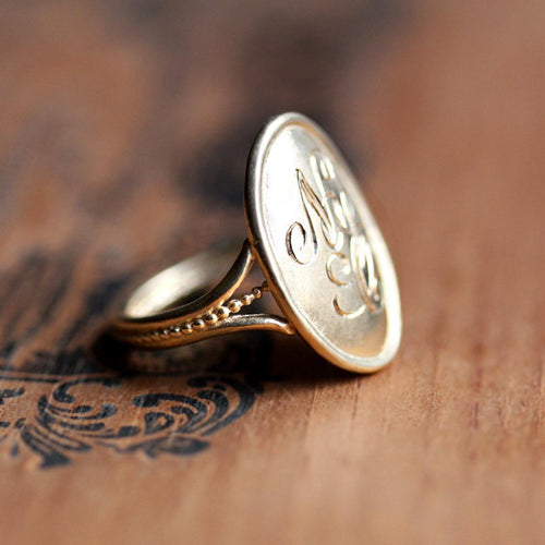 14k Gold Monogram Ring for Women