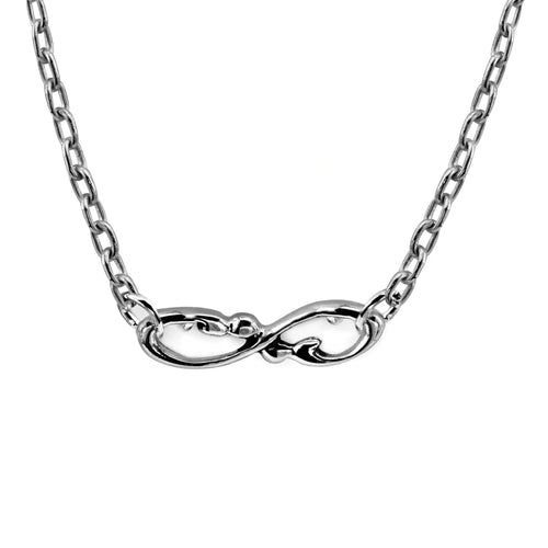 Sterling Silver Infinity Necklace, Handmade Wrought