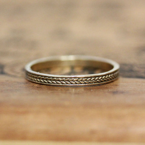 14k Gold Braided Wedding Band, 3mm Wheat ring