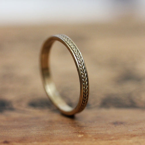 14k Gold Braided Wedding Band, 3mm Wheat ring