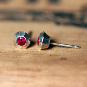handmade-ethical-Tiny-Ruby-Faceted-Silver-Stud-02