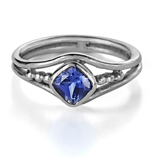 organic sapphire engagement ring