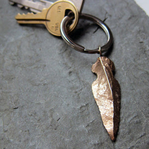 Handmade bronze arrowhead keychain from Metalicious