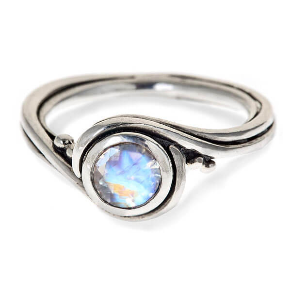 rainbow moonstone engagement ring silver