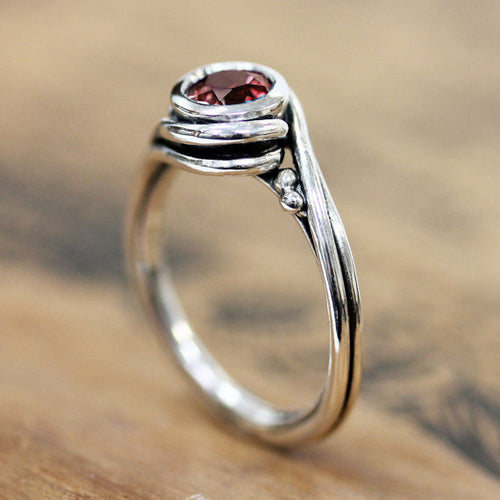 Garnet ring silver-handmade-ethnic1