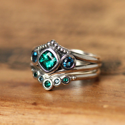 Custom Emerald Engagement Ring Set