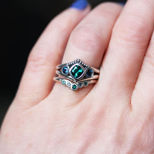 Custom Emerald Engagement Ring Set