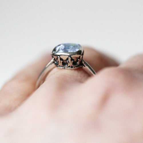 Aquamarine Engagement Ring Silver, Emily Brontë