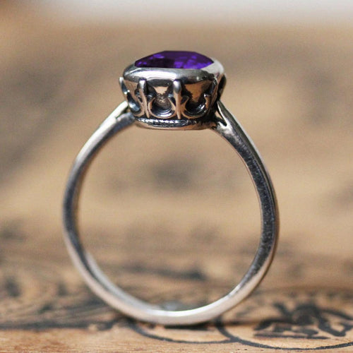 Amethyst Engagement Ring Silver, Emily Brontë