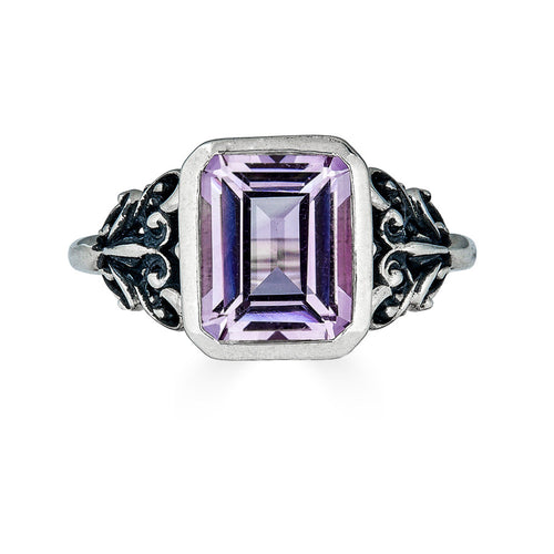 Large Fretwork Emerald Cut Ring, more colors available