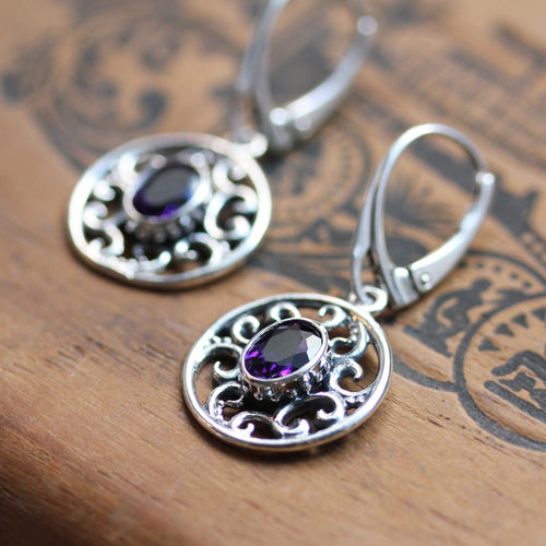 Amethyst Lilac Earrings, Silver
