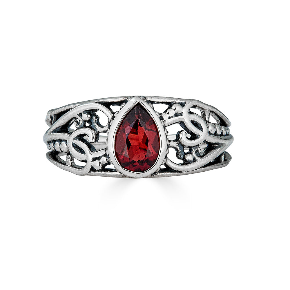 Garnet Nightshade Ring, Silver