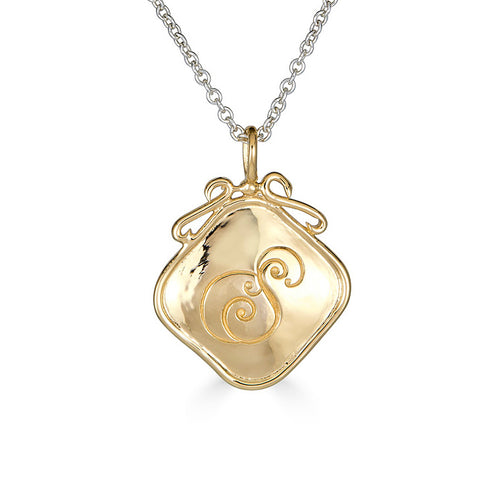 14k Gold Antique Style Monogram Necklace