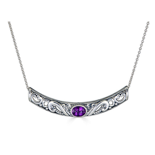 Amethyst Lilac Necklace, Silver