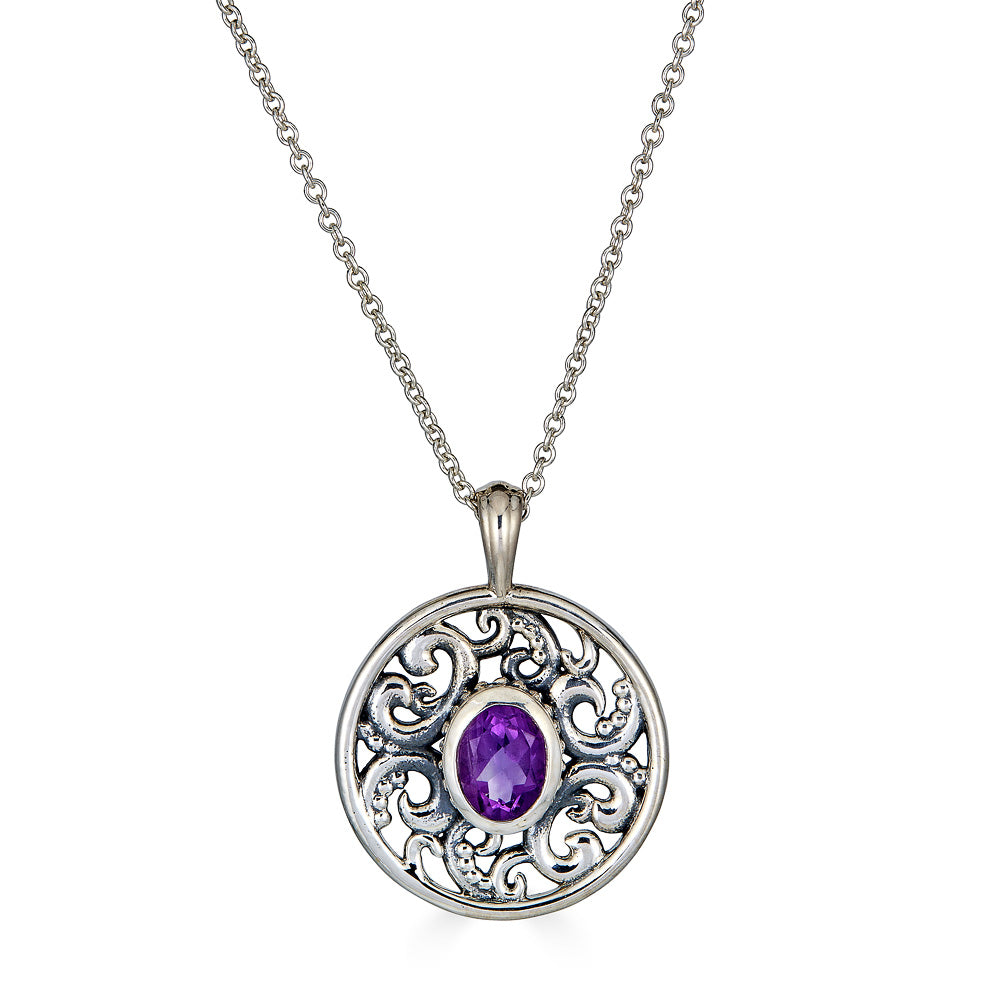 Amethyst Lilac Pendant, Silver