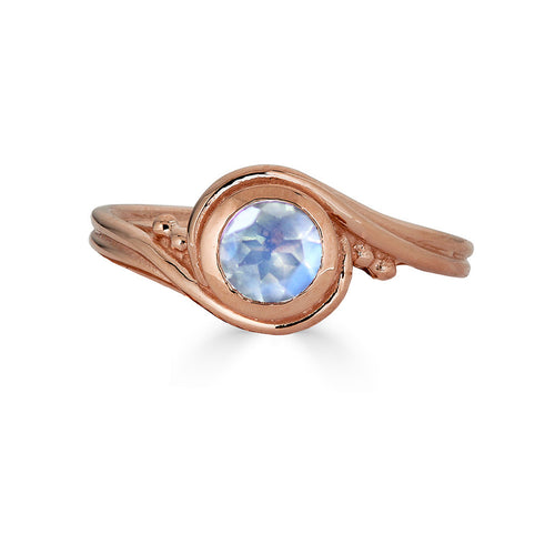 Rose Gold Moonstone Engagement Ring, Pirouette