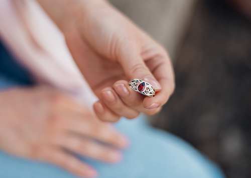Garnet Nightshade Ring, Silver
