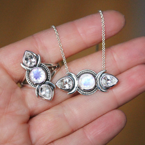 Selene Necklace: Moonstone and Topaz Multi Stone Necklace
