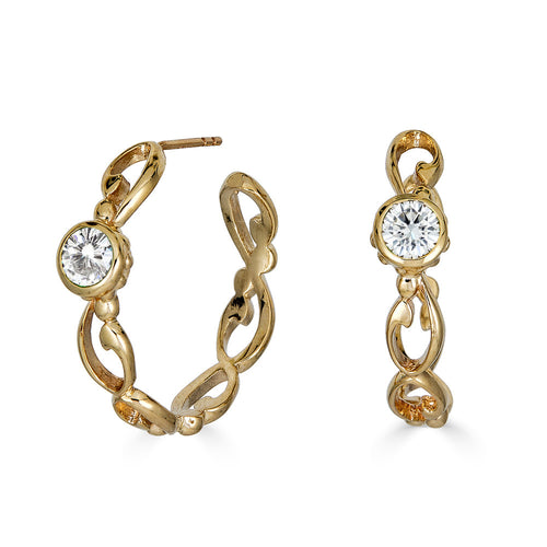 14k Gold Infinity Gemstone Hoop Earrings