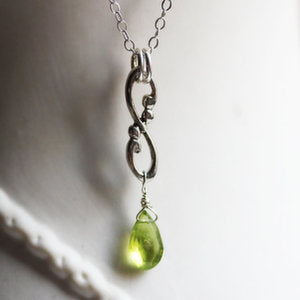 handmade-ethical-Wrought-Infinity-Peridot-Droplet-Necklace-02