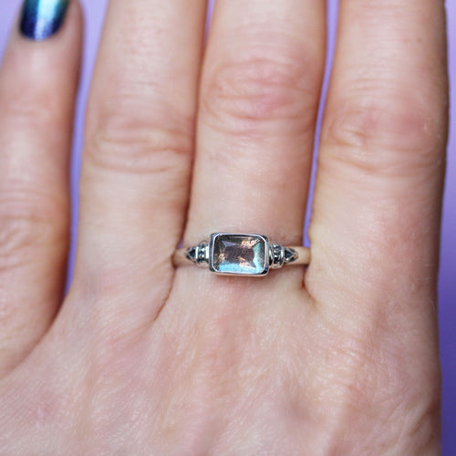 Emerald Cut Labradorite Ring, Anne Brontë