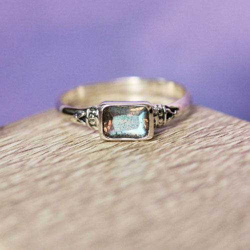 Emerald Cut Labradorite Ring, Anne Brontë