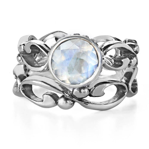 rainbow moonstone bridal set with open infinity details