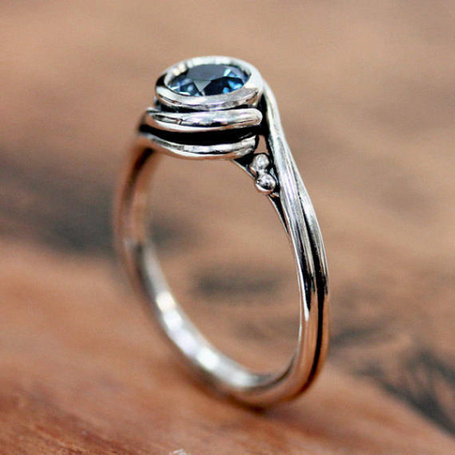 London Blue Topaz Engagement Ring, Pirouette