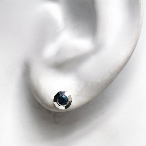 Tiny Modern Blue Topaz Stud Earrings
