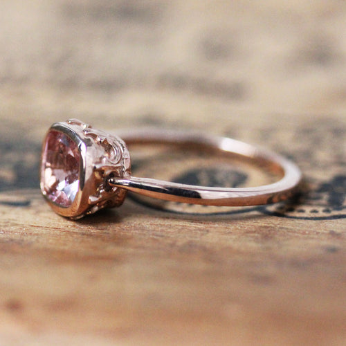 14k Rose Gold Morganite Ring, Emily Brontë