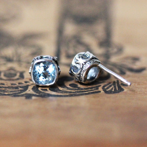Brontë Stud Earrings, Aquamarine