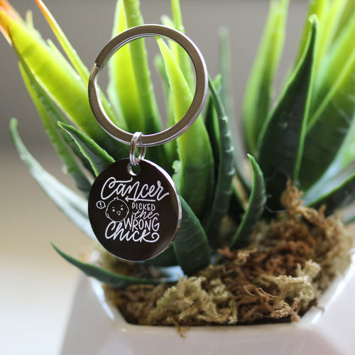 Breast Cancer Awareness Keychain - Cancer Picked the Wrong Chick