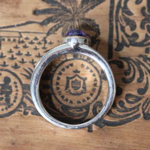 Mens celtic tanzanite cabochon ring, sterling silver, size 12