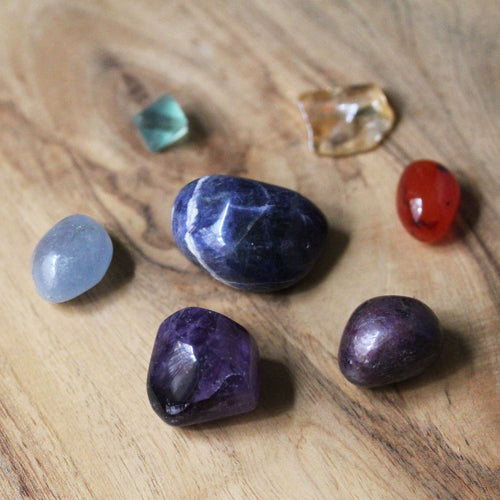 7 Piece Gemstone Chakra Balancing Set, Ethically Sourced Crystal Set