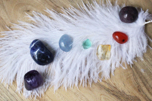 7 Piece Gemstone Chakra Balancing Set, Ethically Sourced Crystal Set