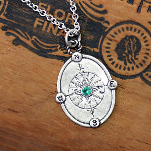 Sapphire Compass Rose Necklace, other gems available