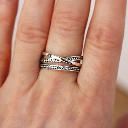 Crossover Triple Band Ring Silver, Crisscross Crush
