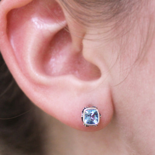 Brontë Stud Earrings, Swiss Blue Topaz