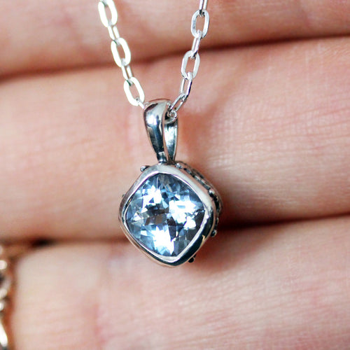 Aquamarine Sterling Silver Necklace, Emily Brontë