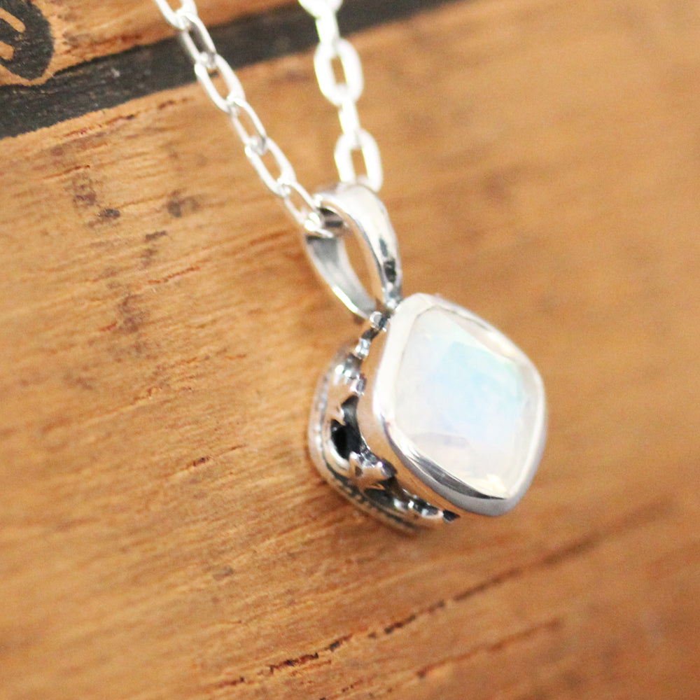 Rainbow Moonstone Sterling Silver Necklace, Emily Brontë