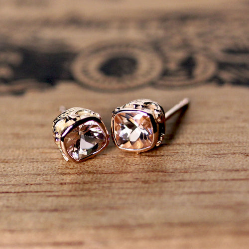 Morganite Brontë Stud Earrings, Rose Gold