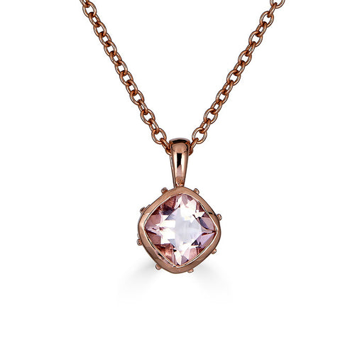 14K Rose Gold Vintage Style Morganite Necklace - Handcrafted Jewelry