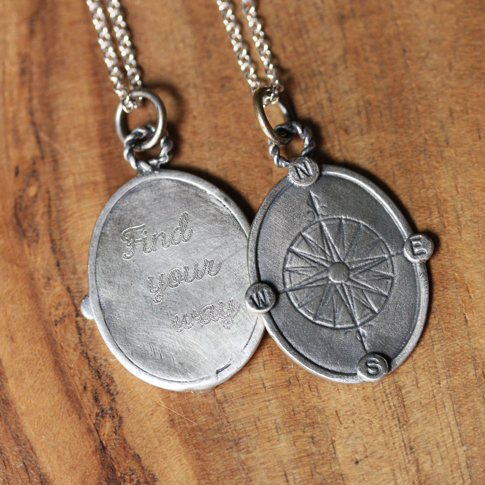 Engraved Compass Necklace With Semi-Precious Stone in 18K Gold Plating | My  Name Necklace Canada