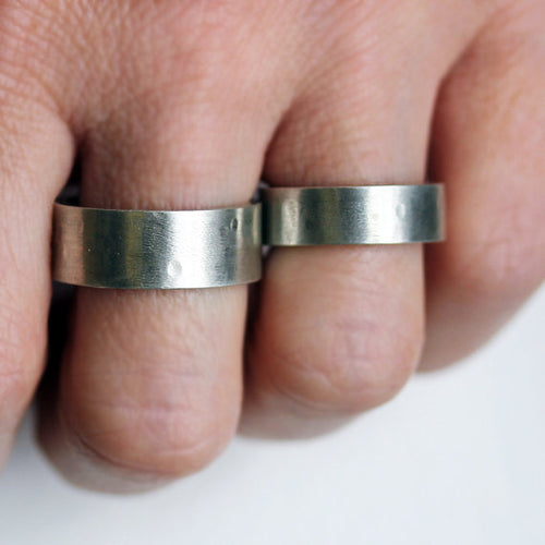 handmade-ethical-Wide-Rustic-Rock-Silver-Wedding-Band-Set-03