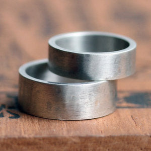 handmade-ethical-Wide-Rustic-Rock-Silver-Wedding-Band-Set