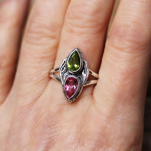 Peridot and Topaz Multi Stone Ring in Sterling Silver, Gaia