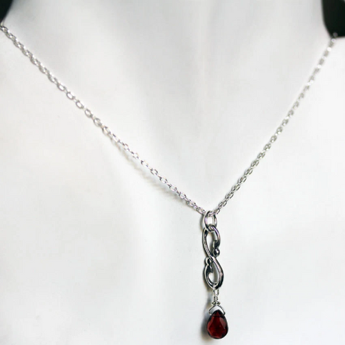Garnet Wrought Drop Necklace