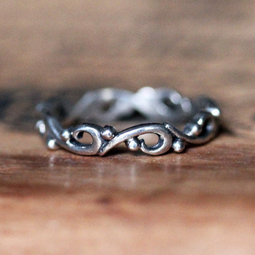 Ocean wave band sterling silver